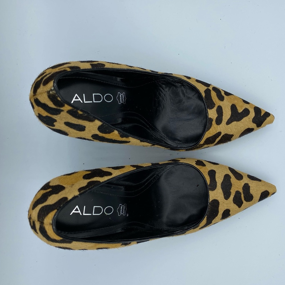 Aldo faux Fur Animal Print Heels - Picture 6 of 8